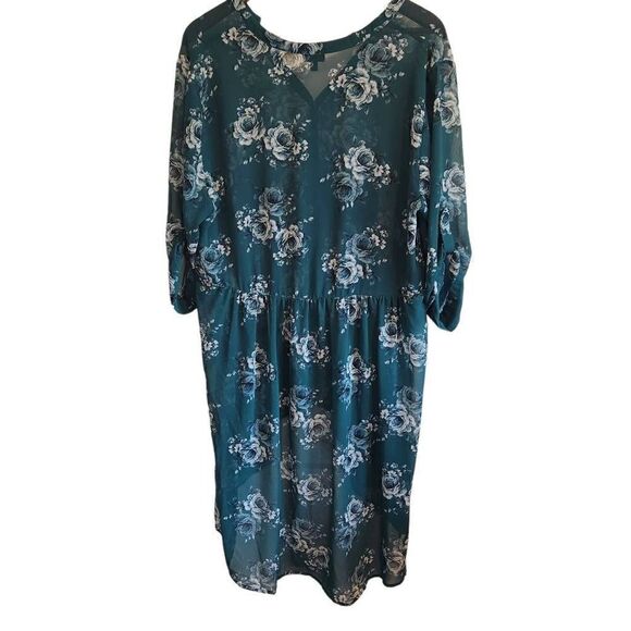 Torrid Green Floral Chiffon Tunic Top Plus Size 2X - Picture 2 of 5